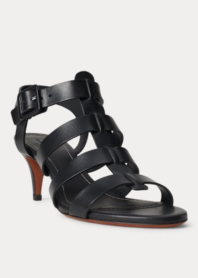 Sandalias Polo Ralph Lauren Mujer Negros - Vachetta Leather - BNATC8174